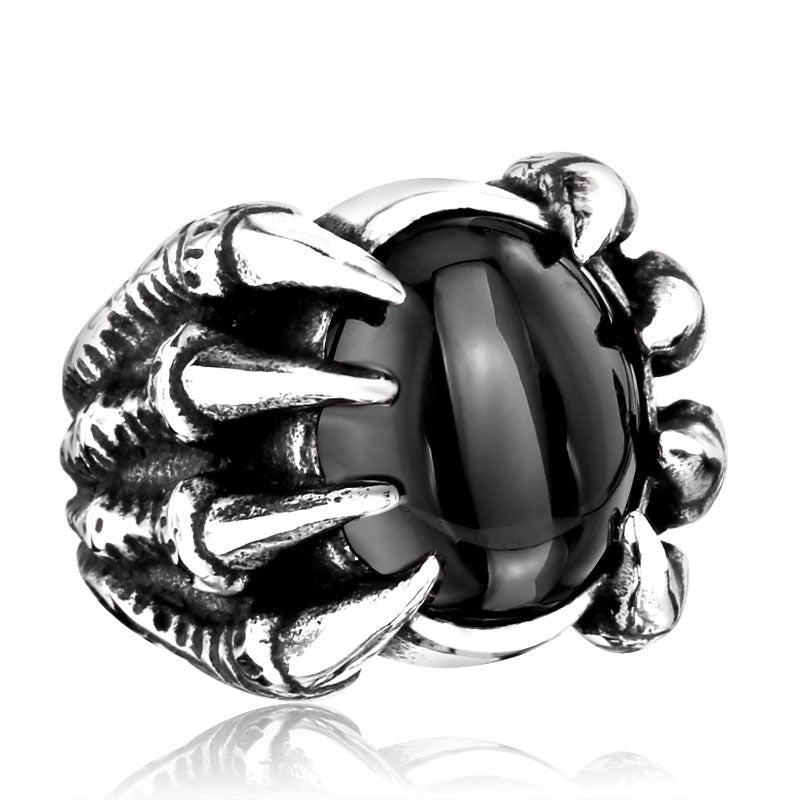 Men's Vintage Personality Titanium Steel Inlaid Zircon Ring by edenista