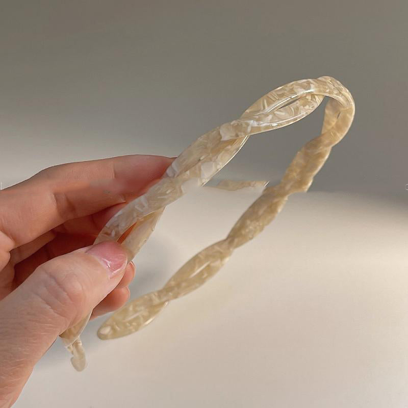 Acetic Acid Cross Minimalist Hairband, ivory braided plastic design by CJ