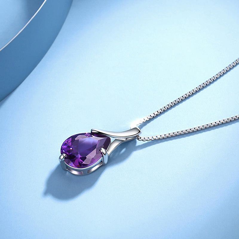Sterling Silver S925 Pendant Vintage Amethyst Elegant Women's Jewellery by edenista