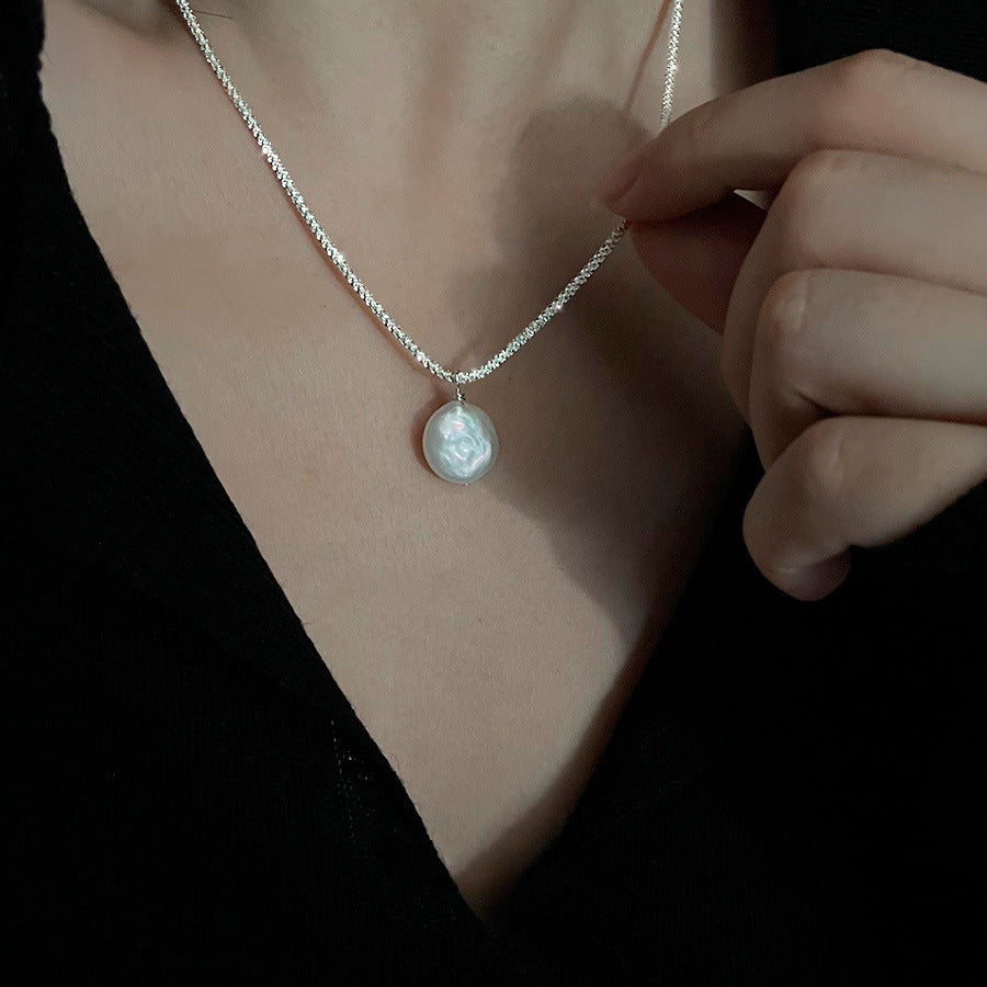S925 Sterling Silver Baroque Pearl Necklace by edenista