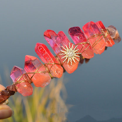 Natural Electroplated Crystal With Natural Gravel Headband by edenista