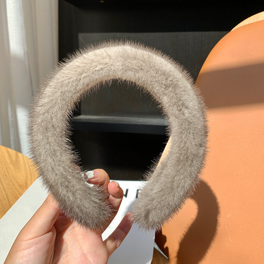 Hair Band Plush Mink Hair Band Candy Color by edenista
