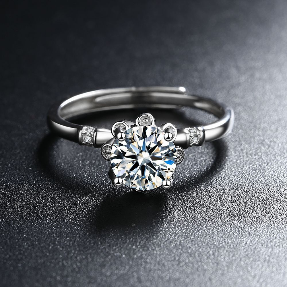 925 Silver 1 Carat Moissanite Ring – Adjustable