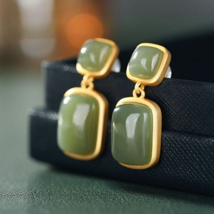 Jade Sapphire Earrings Bafeng Wild Personality Earrings Female Earrings by edenista