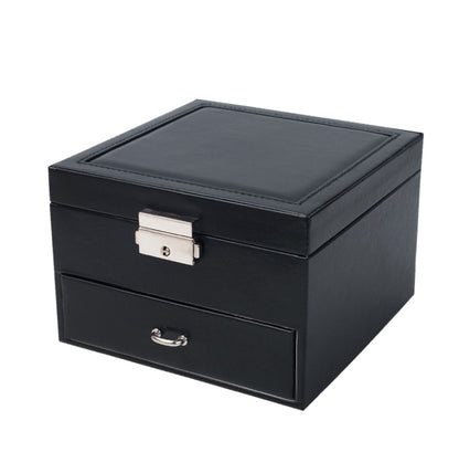 Jewelry box by edenista, black PU leather with lid and bottom drawer