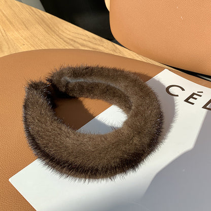 Hair Band Plush Mink Hair Band Candy Color by edenista