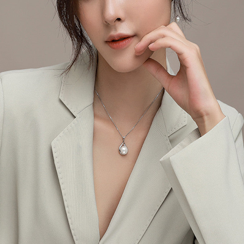 Women's Necklace S925 Silver Natural Freshwater Pearl Necklace Luxury Niche Fall Winter Sweater Chain Jewelry by edenista