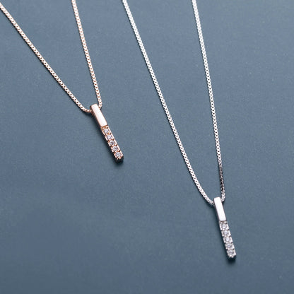 S925 Sterling Silver Micro Diamond Vertical Bar Temperament Clavicle Necklace Women by edenista