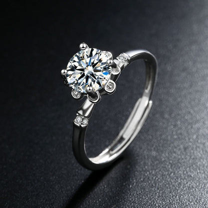 925 Silver 1 Carat Moissanite Ring – Adjustable