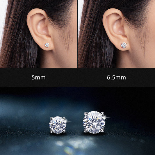 Stud Earrings 925 Sterling Silver 18 Gold Moissanite Stud Earrings by edenista