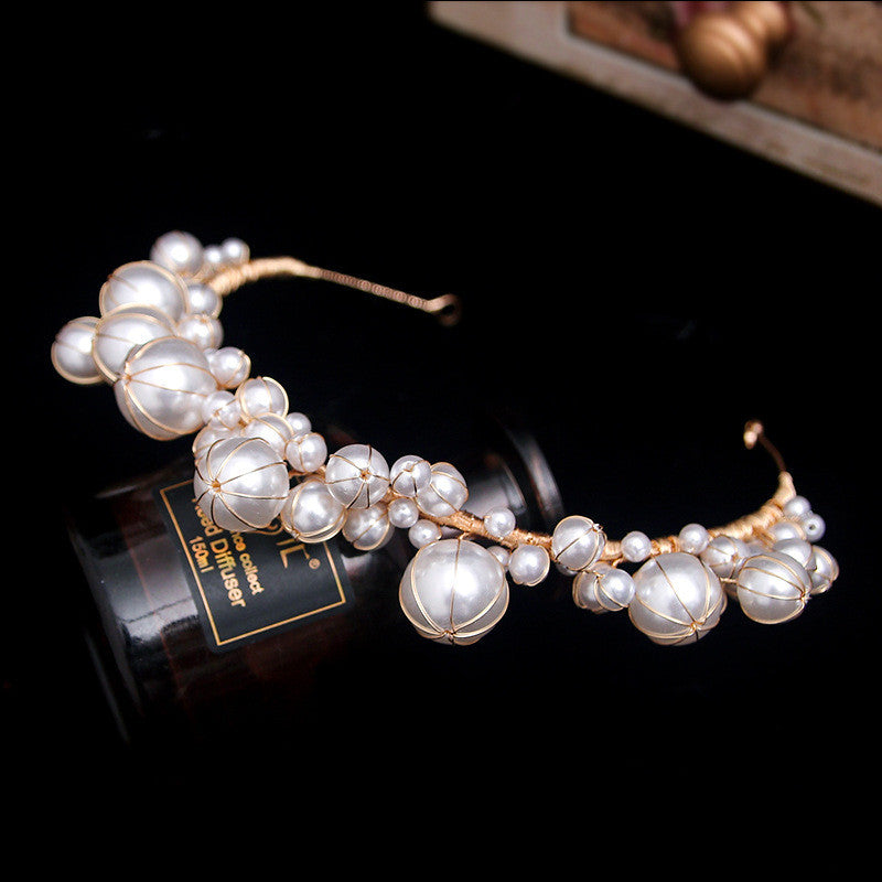 Simple Pearl Hairband Bridal Veil Formal Dress Accessories by edenista