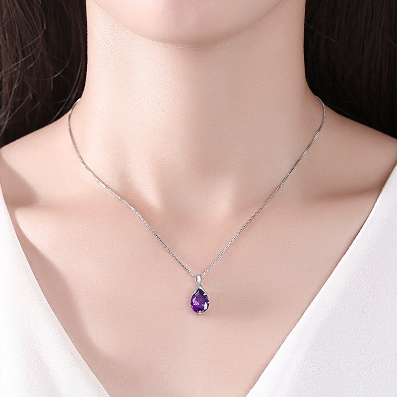 Sterling Silver S925 Pendant Vintage Amethyst Elegant Women's Jewellery by edenista