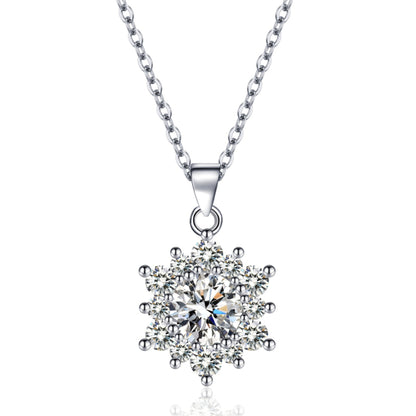 Full-diamond snowflake pendant necklace, silver-tone metal, by cj