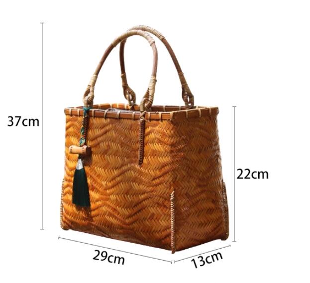 Female Minority Bamboo Woven Bag Travel Handbag by edenista