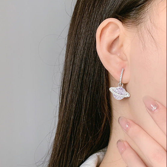 925 Sterling Silver Studded With Purple Zircon Star Earrings by edenista