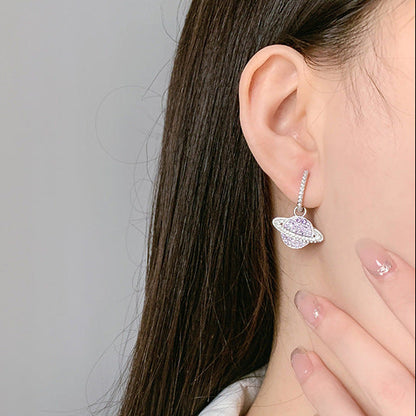 925 Sterling Silver Studded With Purple Zircon Star Earrings by edenista