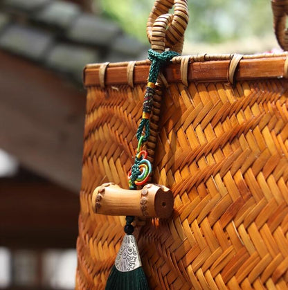 Female Minority Bamboo Woven Bag Travel Handbag by edenista