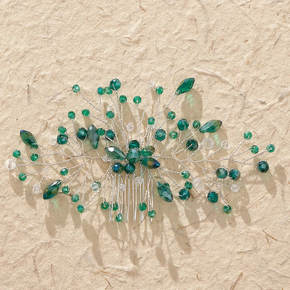 Green Crystal Branch Bridal Headpiece