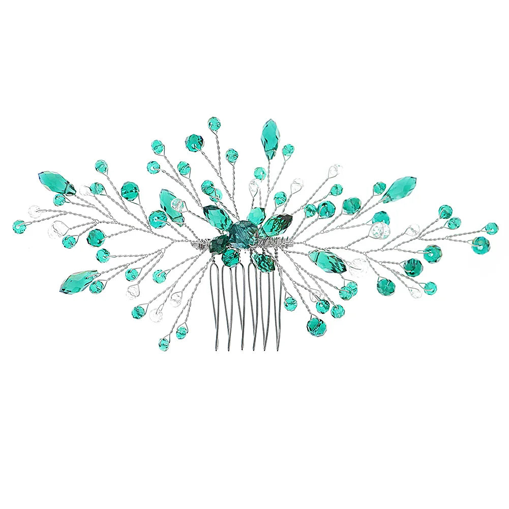Green Crystal Branch Bridal Headpiece