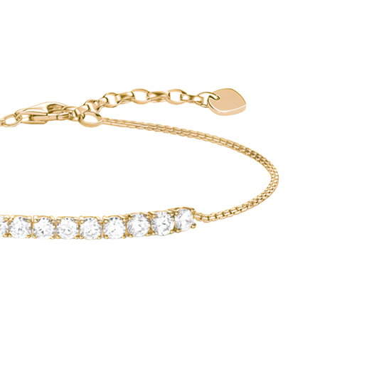 Edenista bracelet gold-tone with a row of clear stones on a link chain and extender clasp