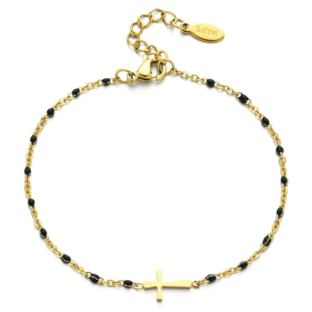 Boho Thin Link Chain Charm Bracelet for Women – Gold