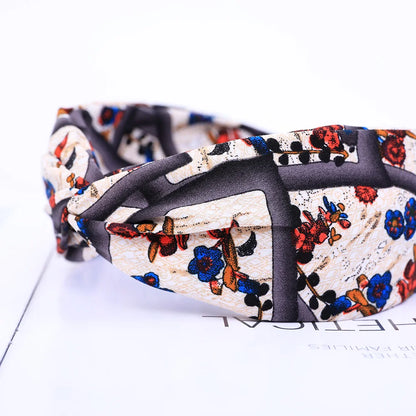 Wide Cross Leopard Print Headband – Elastic Bow Hair Hoop for Women & Girls