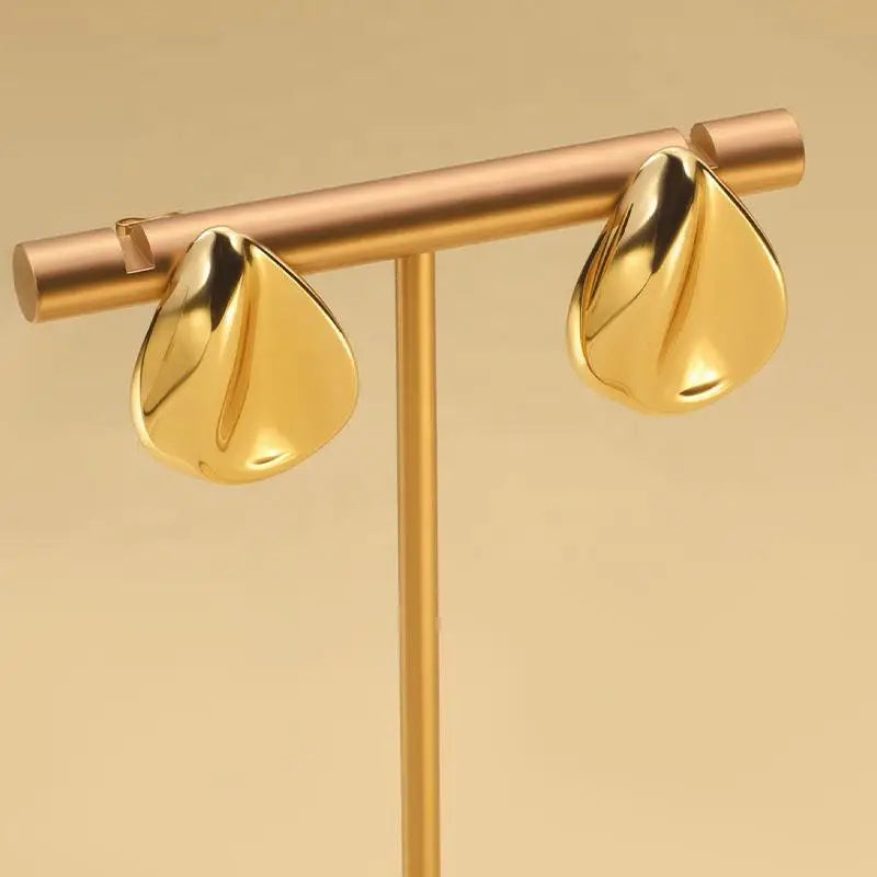Elegant 18k Gold Plated Stainless Steel Stud Earrings Irregular Design
