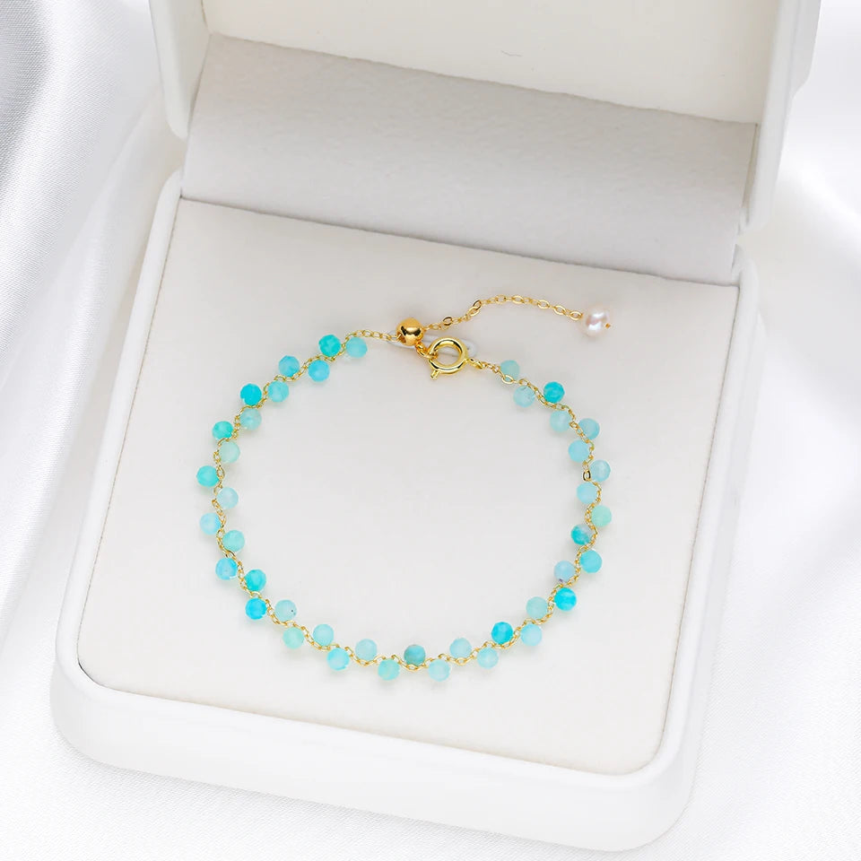 3mm Natural Stone Handmade Adjustable Bracelet for Women
