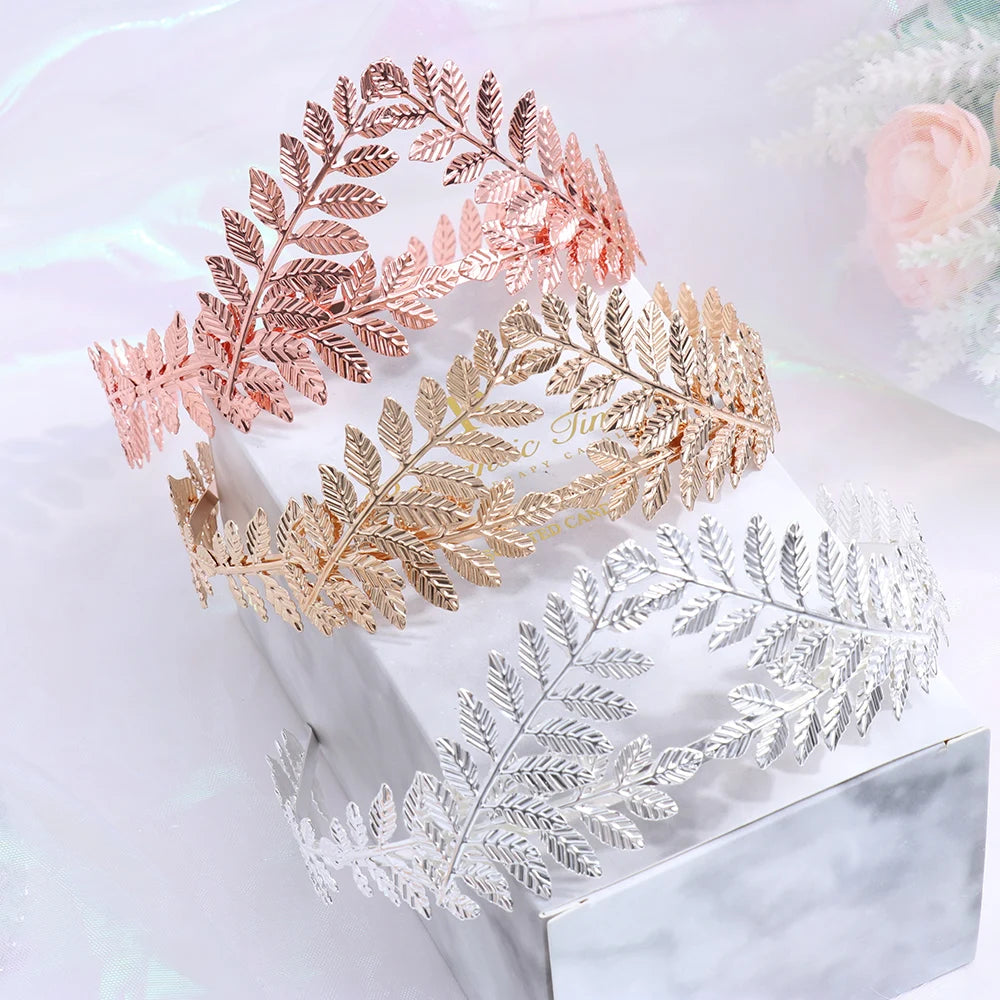 Gold Leaf Bridal Headband Tiara Crown