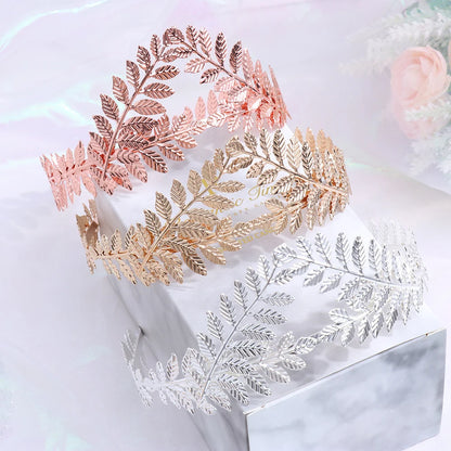 Gold Leaf Bridal Headband Tiara Crown
