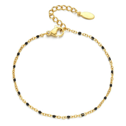 Colourful Thin Link Chain Stainless Steel Bracelet for Women