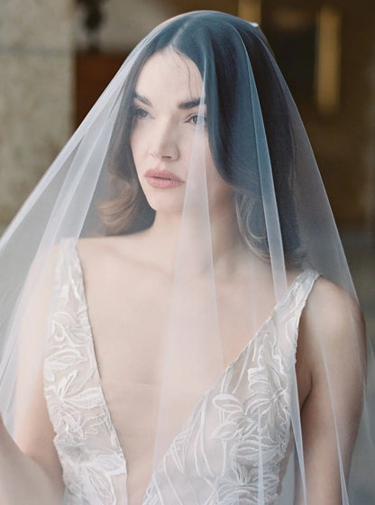 2-Tier Minimalist Bridal Veil with Blusher