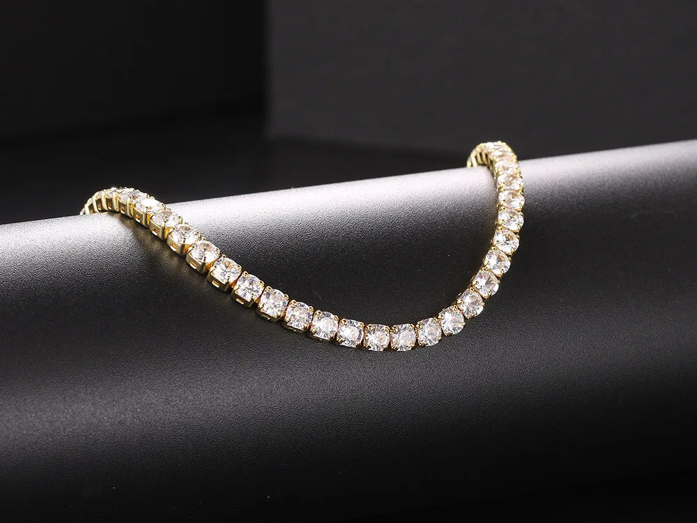 Iced Out Cubic Zirconia Tennis Chain Choker Necklace – Hiphop Jewelry for Women