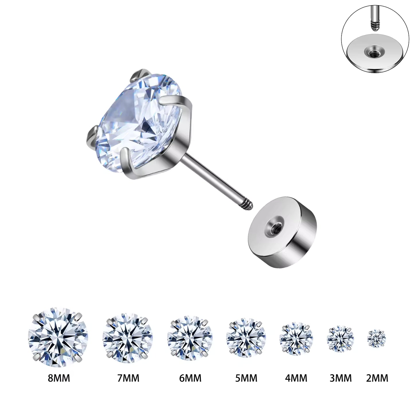 925 Sterling Silver Cubic Zirconia Stud Earrings