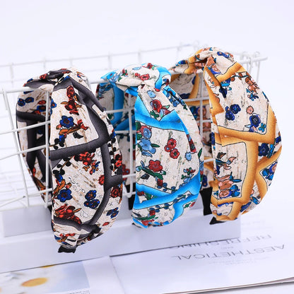 Wide Cross Leopard Print Headband – Elastic Bow Hair Hoop for Women & Girls