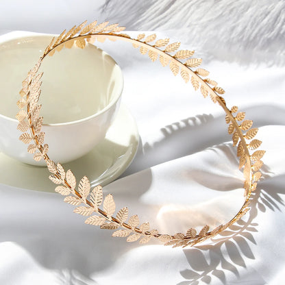Gold Leaf Bridal Headband Tiara Crown