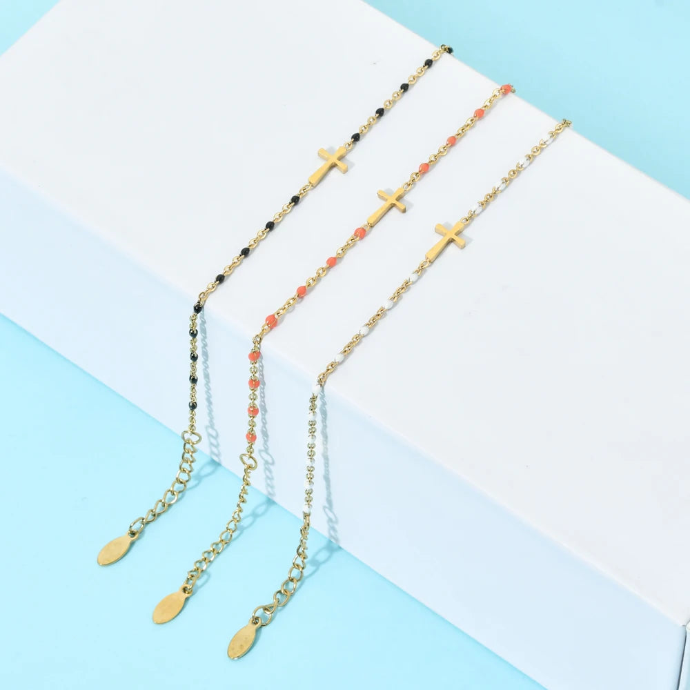 Boho Thin Link Chain Charm Bracelet for Women – Gold