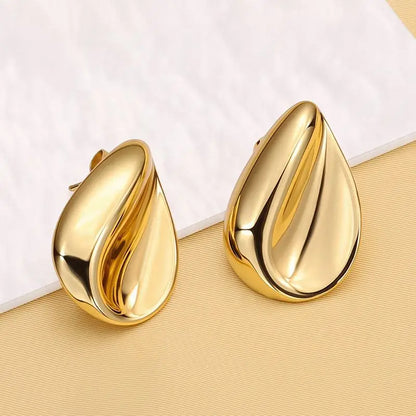 Elegant 18k Gold Plated Stainless Steel Stud Earrings Irregular Design
