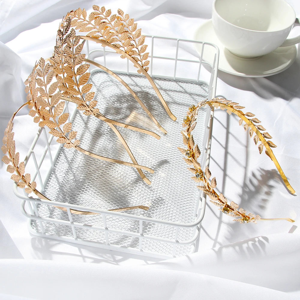 Gold Leaf Bridal Headband Tiara Crown