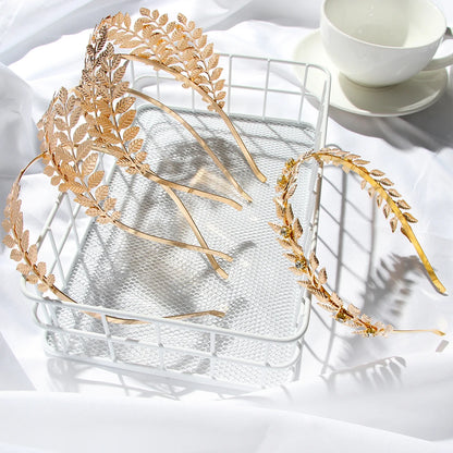 Gold Leaf Bridal Headband Tiara Crown