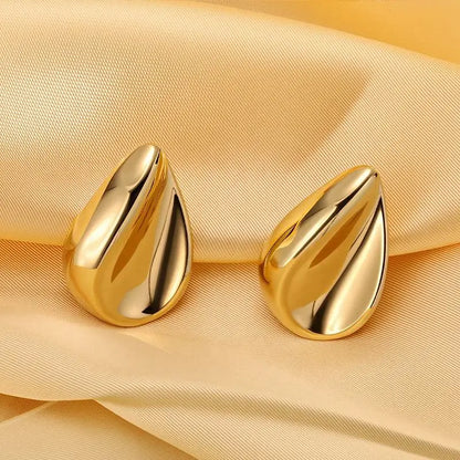 Elegant 18k Gold Plated Stainless Steel Stud Earrings Irregular Design