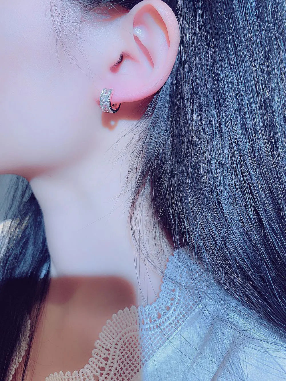 Round Micro Inlaid Zircon Clip-On Earrings – Gold Tone