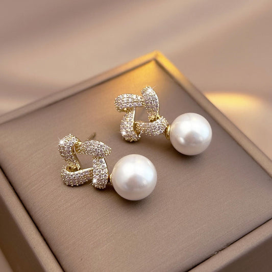 New Diamond Pearl Irregular Earrings New Luxury Personality Drop Design by edenista