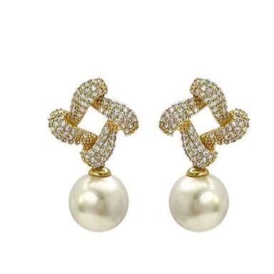 New Diamond Pearl Irregular Earrings New Luxury Personality Drop Design by edenista