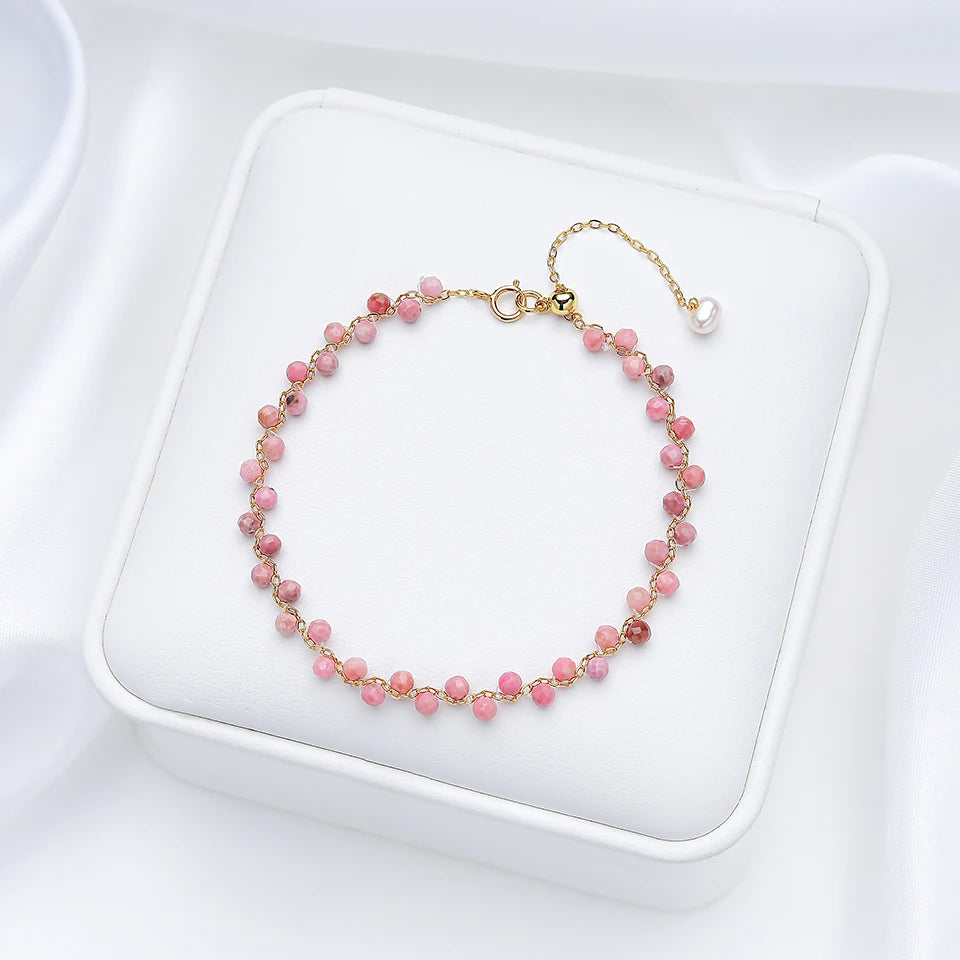 3mm Natural Stone Handmade Adjustable Bracelet for Women