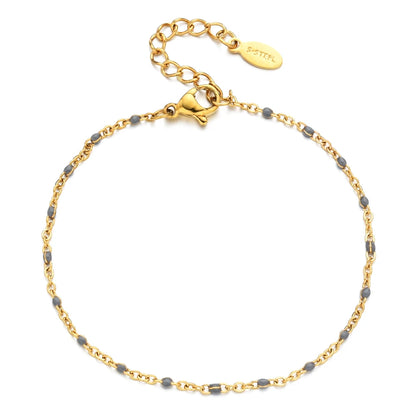 Colourful Thin Link Chain Stainless Steel Bracelet for Women