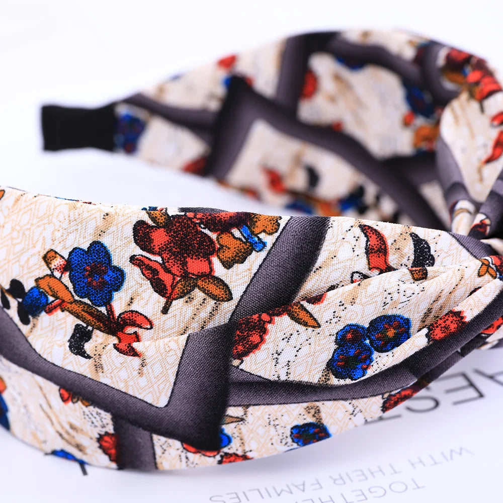 Wide Cross Leopard Print Headband – Elastic Bow Hair Hoop for Women & Girls