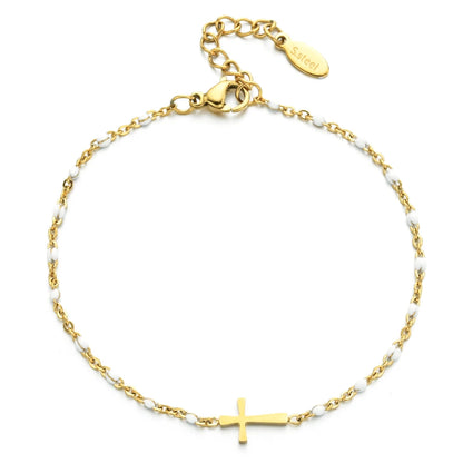 Boho Thin Link Chain Charm Bracelet for Women – Gold