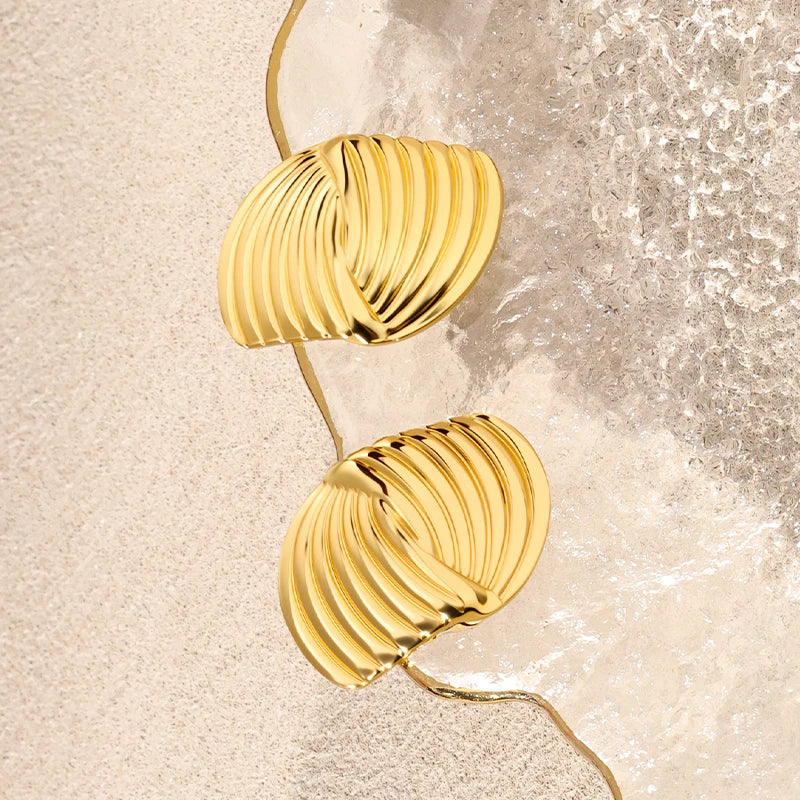 Modern Gold-Tone Diamond-Shaped Geometric Earrings Stainless Steel by edenista