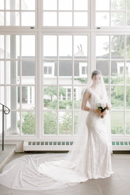 2-Tier Minimalist Bridal Veil with Blusher